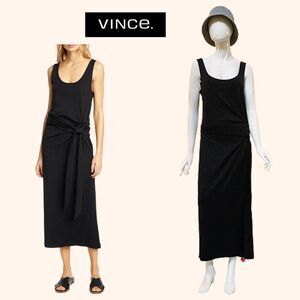 VINCE NEW Minimalist Scoop Neck Ribbed Knit Sleeveless Tank Maxi Dress L